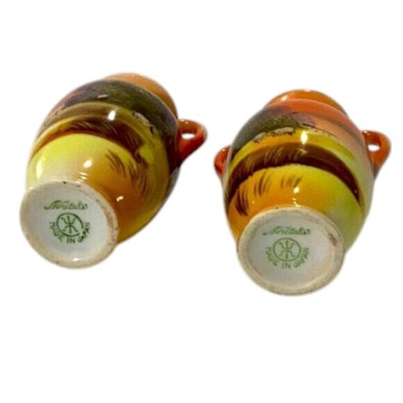 Vintage Pair of Noritake Hand Painted Handled Vases 3.25" High Made in Japan - Picture 2 of 6